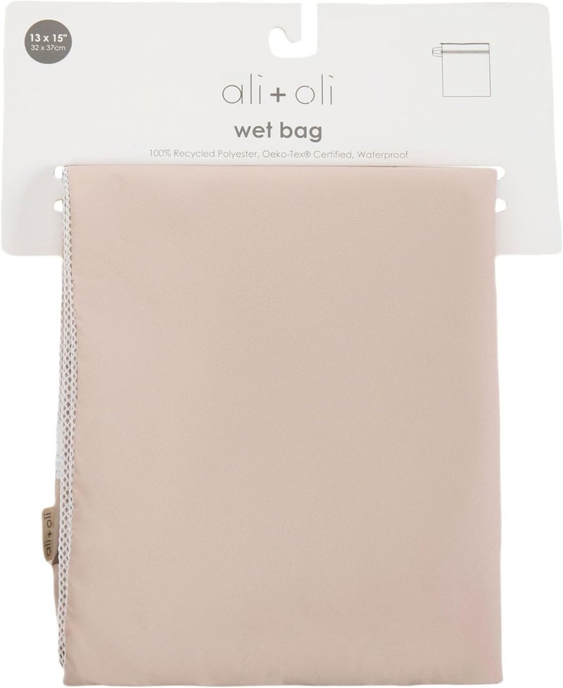 Ali+Oli Water Resistant Dual-Compartment Wet-Dry Bag for Travel, Hook to Stroller, Daycare, Diapers, Diaper Bag, Clutch Bag,15x12 inches (Taupe) - Image 5